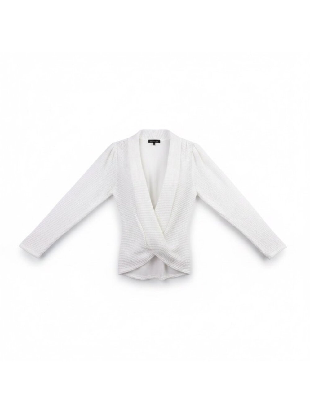 Gibsonlook Womens White Knit Long Sleeve Drape Front Top Size M